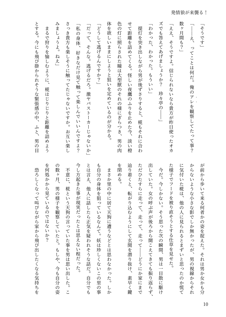 [Chinchintei (chin)][Asa2ki(asagi)]【例大祭20新刊】東方R-18小説本「発情狼が来襲る！」 - Page 9