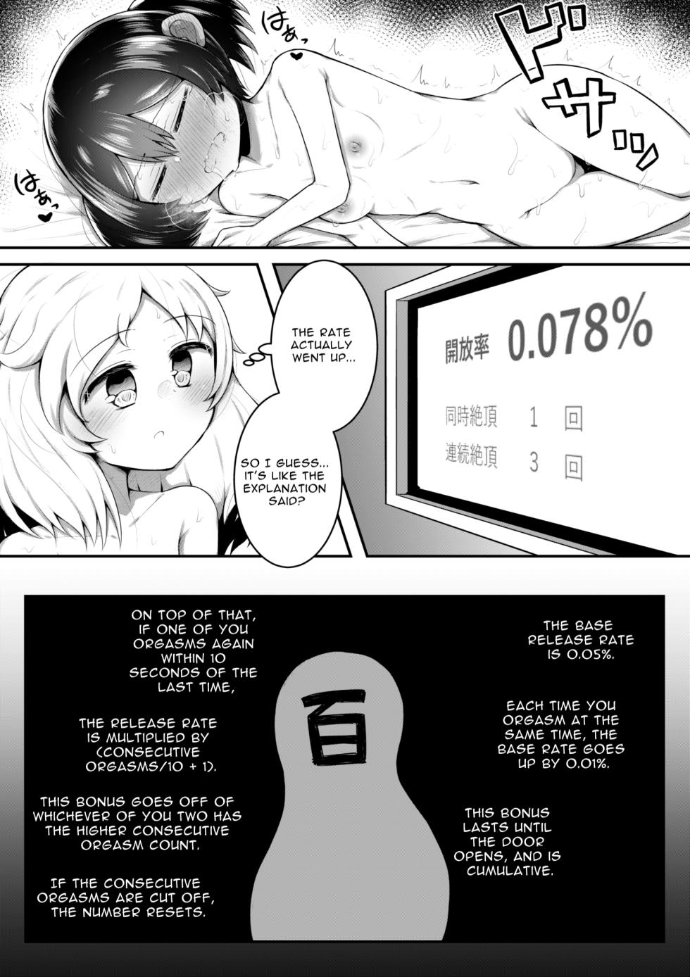 [Suizen no Mimi (Toro Ochi)]  1 Orgasm = 0.05% Chance of Escape | Zecchou suru to 0.05% no Kakuritsu de Derareru Heya [English] [IXIA WORKS] - Page 22