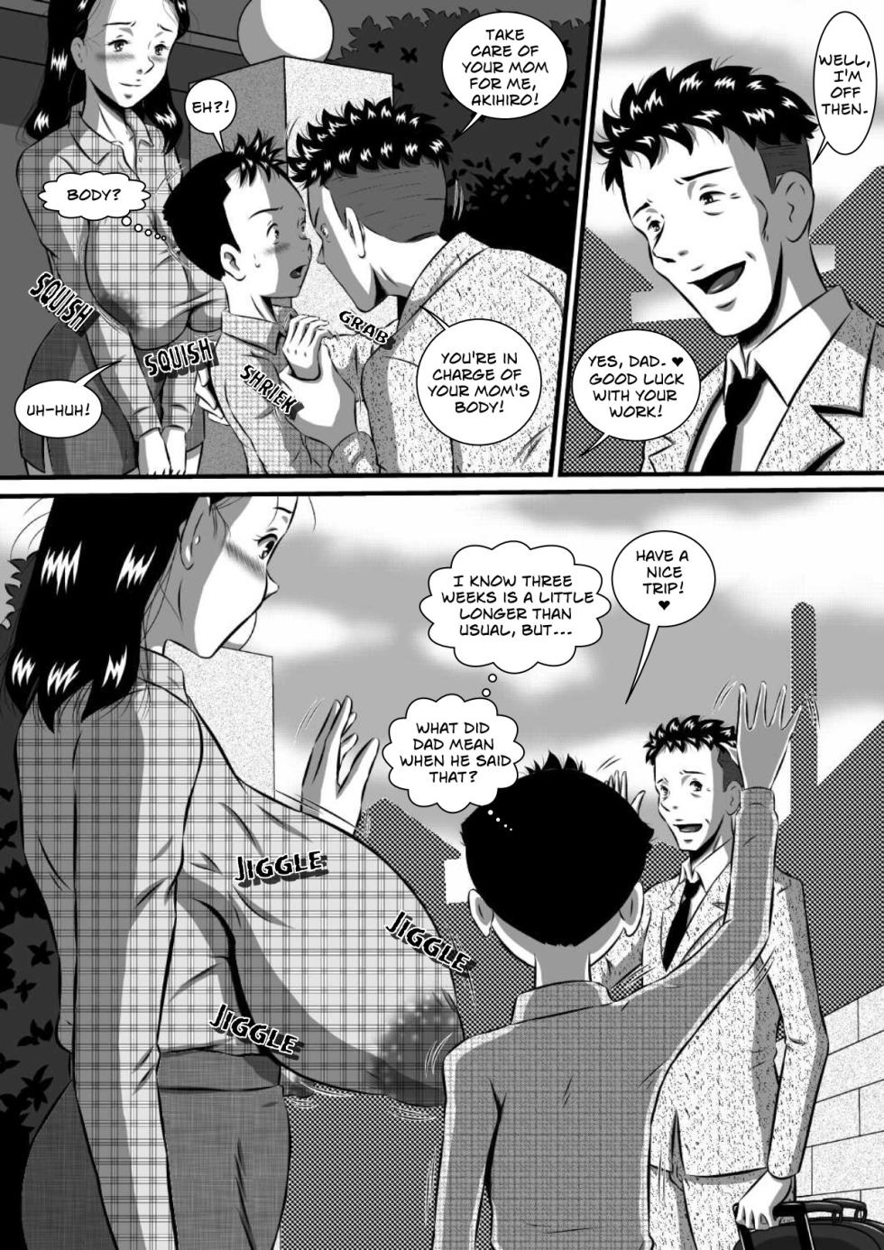[Milkdou Shoukai (Milk Koubou)] Mama no Karada wa Boku no Mono! Papa ni Kakurete Sex Zanmai! | Mom's Body Is Mine - Mother And Son Incest Sex Behind Dad's Back [English] - Page 2