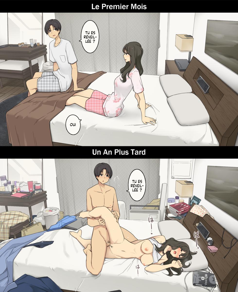 [Wakamatsu] A Day in the Life of a Couple: Their First Month Living Together vs. One Year Later | Une journée dans la vie d'un couple : Premier mois vs un an plus tard [French] [Histoire d'Hentai] - Page 5