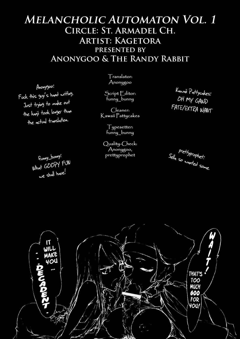 (C69) [St. Armadel Ch. (Kagetora)] Melancholic Automaton - One day at the castle of Einzbern (Fate/hollow ataraxia) [English] [Anonygoo + The Rabbit Reich] - Page 23