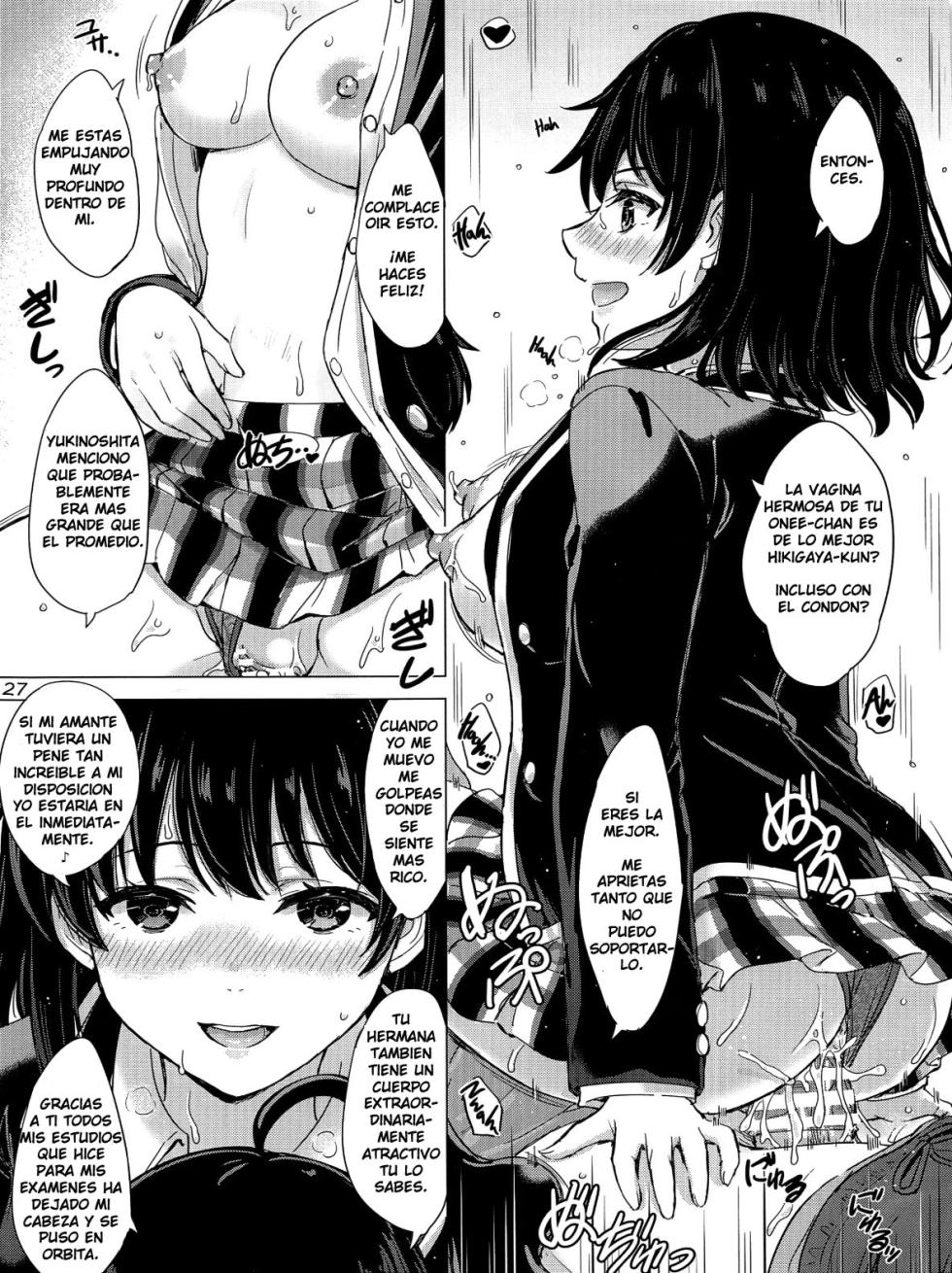 (C101) [studio A (Inanaki Shiki)] Yukinoshita Shimai to Iyarashii Futari no Himegoto. | The Naughty Secrets of the Yukinoshita Sisters. (Yahari Ore no Seishun Love Come wa Machigatteiru.) (Spanish) - Page 26
