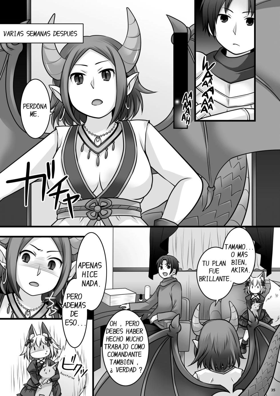 [Chabatake ni Haeta Takenoko (Kuratsuka Riko, Iga Senpuki)] Ippan Heishi Akira ga Shitennou Tamamo wo Tsukaima ni Dekita Wake [Spanish] [DARKSTONE] - Page 36