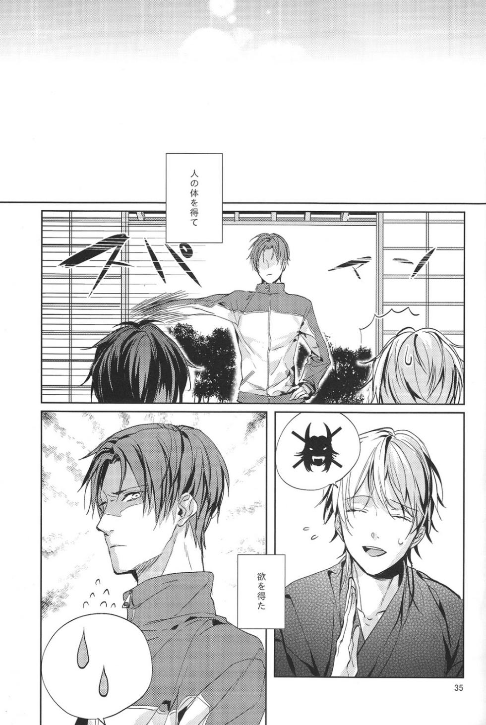 (Mitsugetsu ni Tsuru to Mau) [Stroboscope (Uni)] Kimi no ude no naka de kogoeru fuyu o sugosou (Touken Ranbu) - Page 36