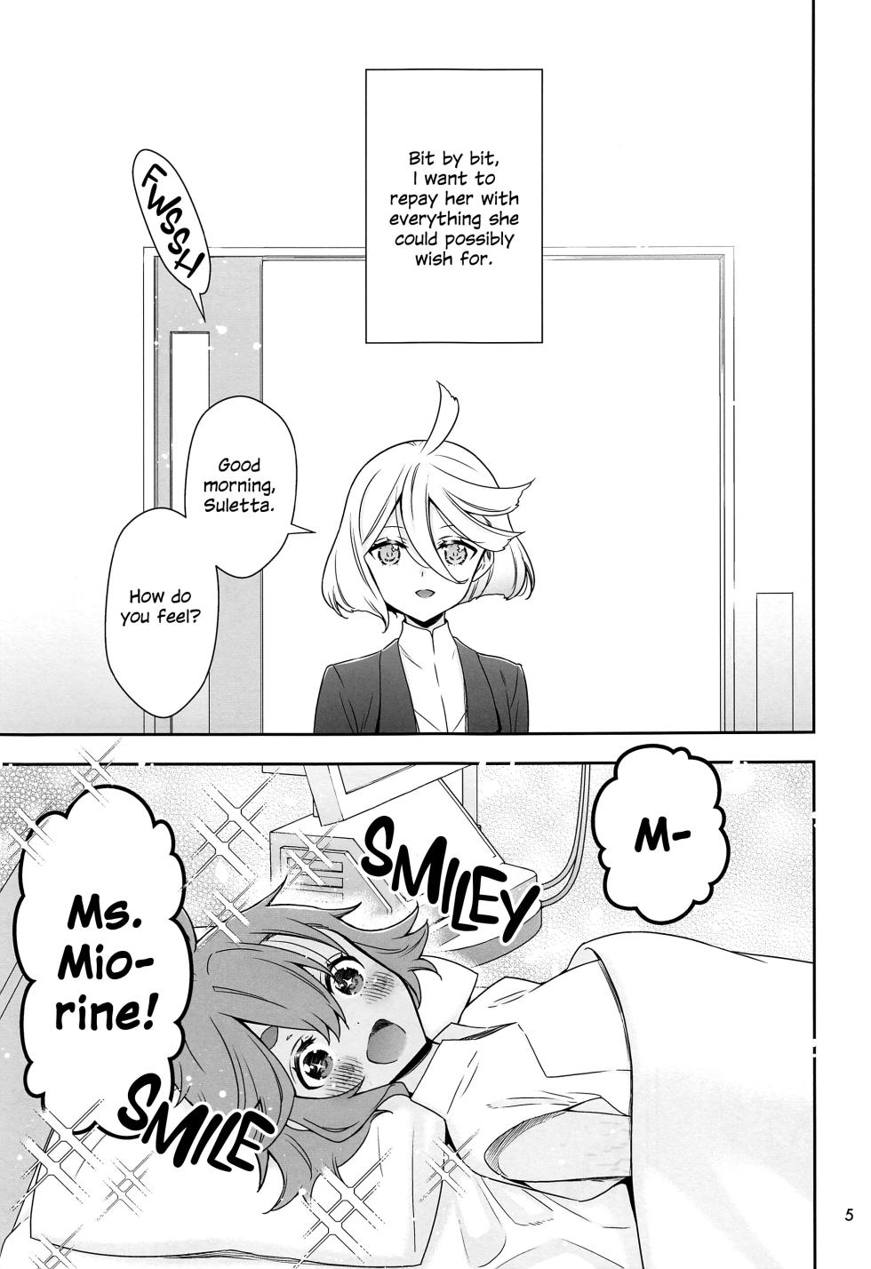 (C102) [Waterfall (Takano Saku)] Shukufuku no Hi | Day of Blessing (Mobile Suit Gundam: The Witch from Mercury) [English] - Page 4