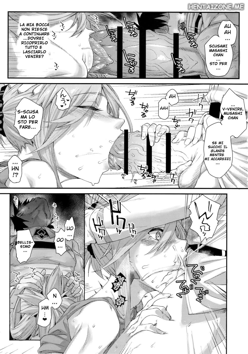 (C95) [Karuwani (Rama)] Hisashiburi ni Saikai Shita Musashi-chan to Hitobanjuu Ecchi suru | Il Master e Io(Fate/Grand Order) [Italian] - Page 9