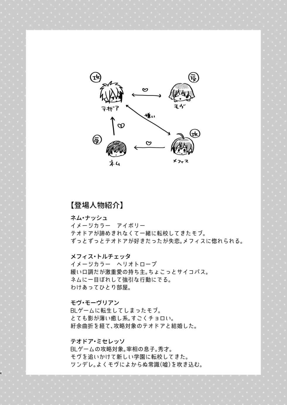 [Niwanihaniwa (Oova Akiru)]【Mobuhame bangai-hen 2-hondate】heibon mobu, 2-dome no koi wa dekiai kakutei shimashita! ? + Tensei mobu wa BL gē no sekai de hame rare kōryaku sa remashita! ? Hatsujō-hen - Page 4