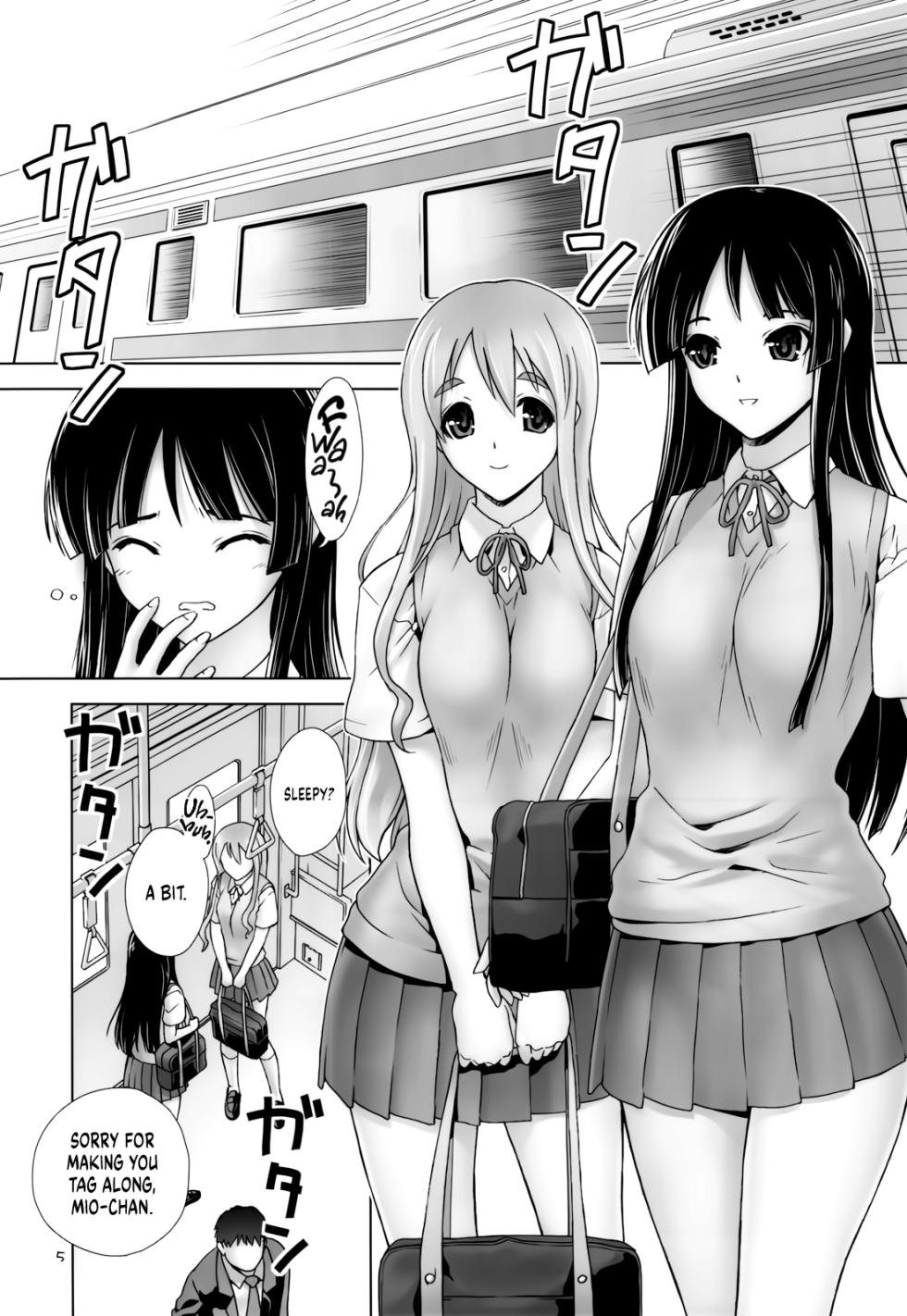 (C78) [Hellabunna (Iruma kamiri)] Mio-Mugi Train Molestation | MIO-MUGi Densya Chikan (K-ON!) [English] [head empty] - Page 5