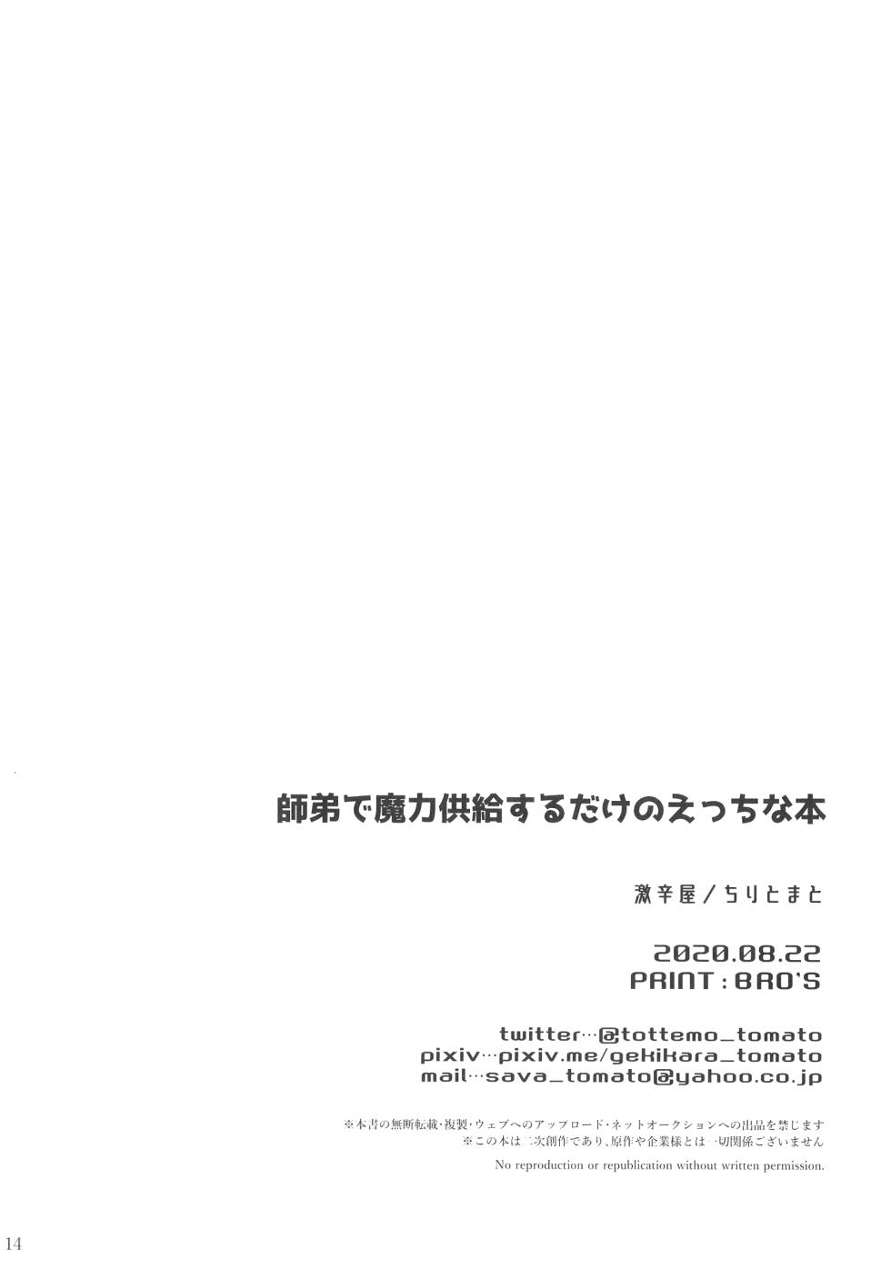 [Gekikaraya (Chili Tomato)] Shishou to Deshi de Maryoku Kyoukyuu suru dake no Ecchi na Hon (Lord El-Melloi Nisei no Jikenbo) - Page 14