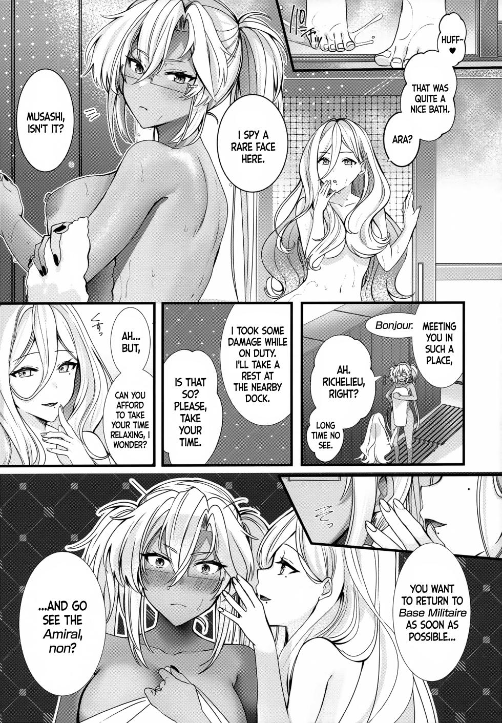 (C101) [Marosaan (Yunamaro)] Musashi-san no Yoru Jijou Shoubu Shitagi Daisakusen Hen | Musashi-san's Nightly Affair - Lucky Underwear Operation Chapter (Kantai Collection -KanColle-) [English] [DKKMD Translations] - Page 4