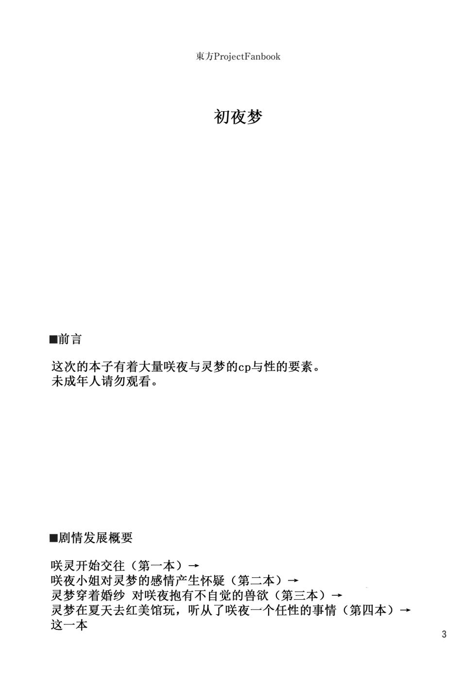 (C87) [Ogerwillow (Kaya Rio)] Shoyamu - First Night Dream (Touhou Project) [Chinese] - Page 2