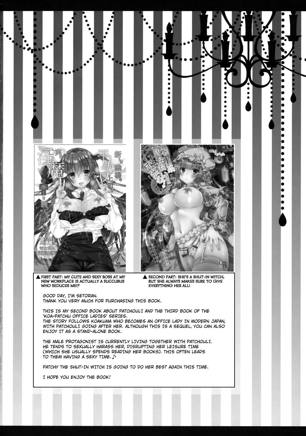 (C91) [Setoran (Itou Seto, Tanno Ran)] Hikikomori-kei Mahou Tsukai no Pakopako Dosukebe Satsuei Mendan (Touhou Project) [English] [Kuraudo] - Page 3