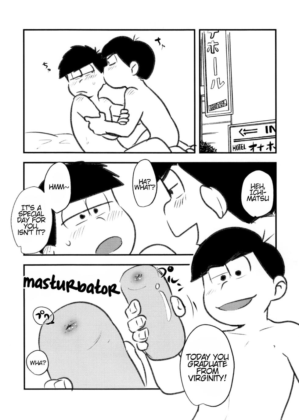 [Kawatebukuro (Kawatebukuro Monzu Bubblicious)] Guchuguchu Nuchinuchu Mahou no Doppyun Onaho de Sotsugyou | Graduation with gushy gushy onahole masturbation (Osomatsu-san) [English] - Page 4