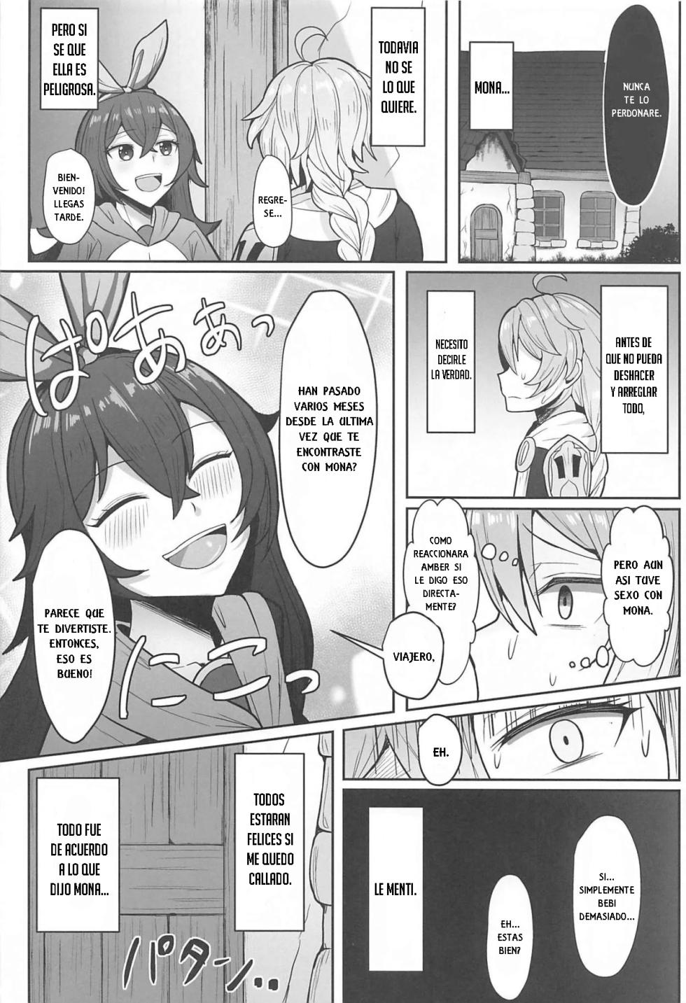 (C101) [Mumei Kibou (Nantoka)] Mona to Konya wa Karasawagi (Genshin Impact) [Spanish] - Page 25