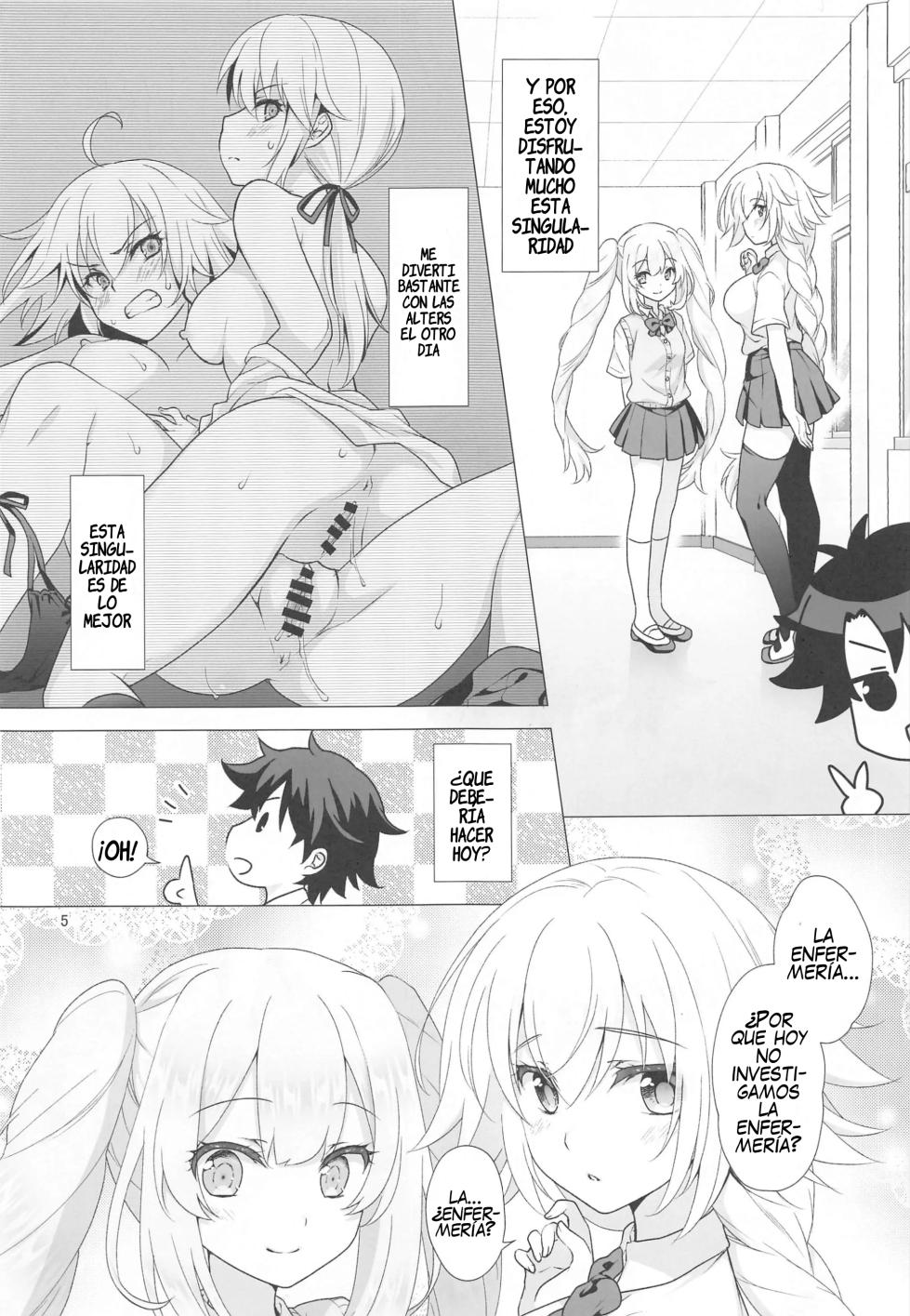 [Marimo-ya (Mori Marimo)] CHALDEA GIRLS COLLECTION Jeanne & Marie Motto Seifuku H Shimakuru Hon (Fate/Grand Order) [Spanish] - Page 4