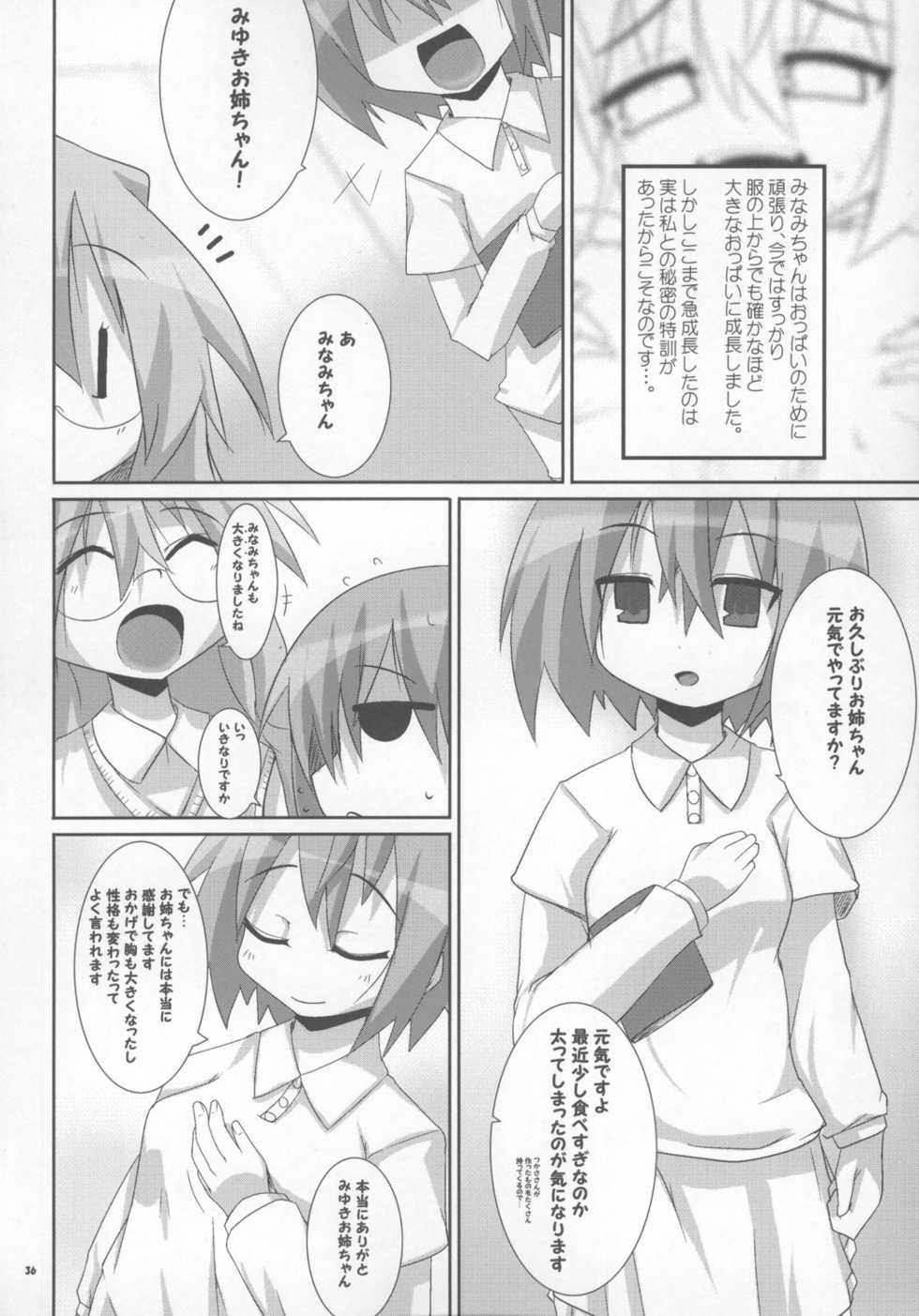 (Kasukabe Bussanten) [Raiden Labo (Raiden)] Takara Nyuugyuu -Iwasaki Shiten- (Lucky Star) - Page 36
