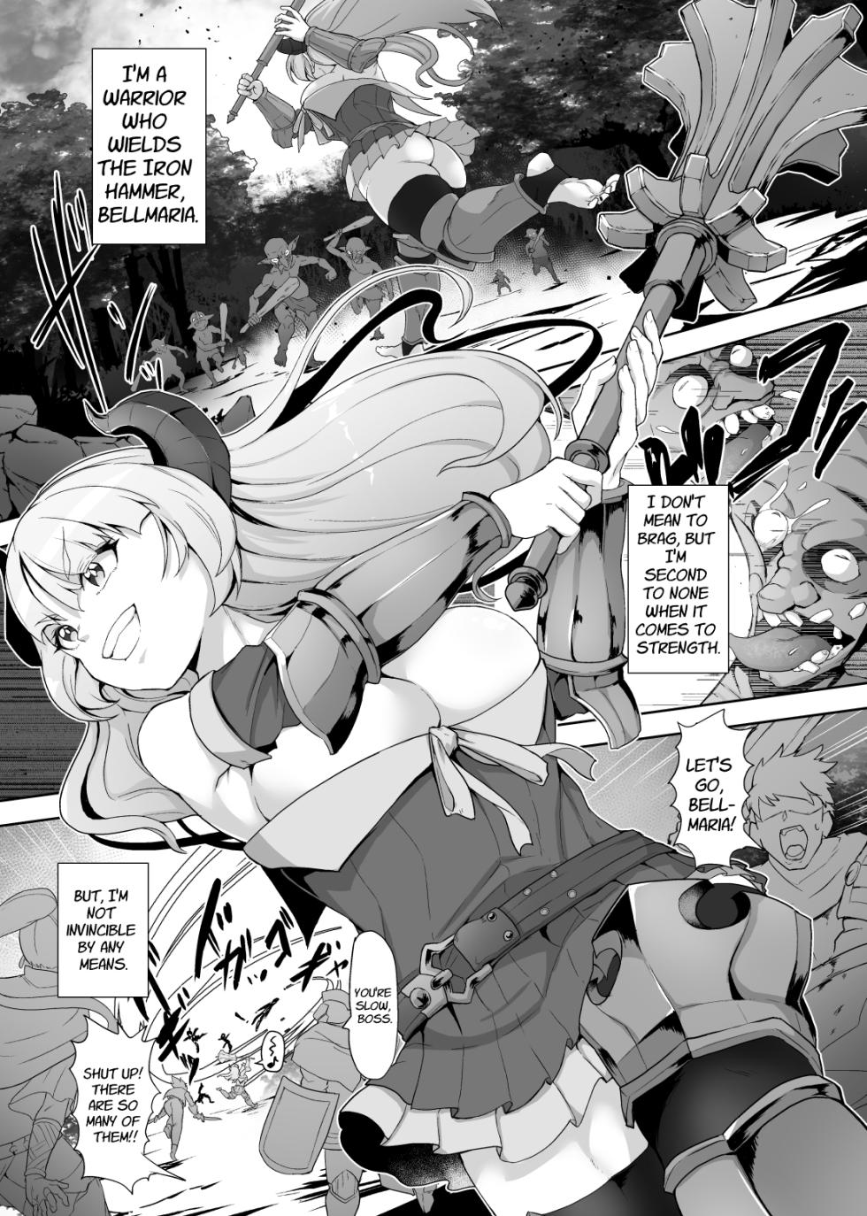 [Gotarou no All Night Fuck (Gotarou)] Tettsui no Onna Senshi, Mamono ni Makete Okasareru Mousou o Kojirase Shinu yori Hidoi Me ni Au | The Hammer-wielding Warrior's Fate [English] [MachoJam] [Digital] - Page 2