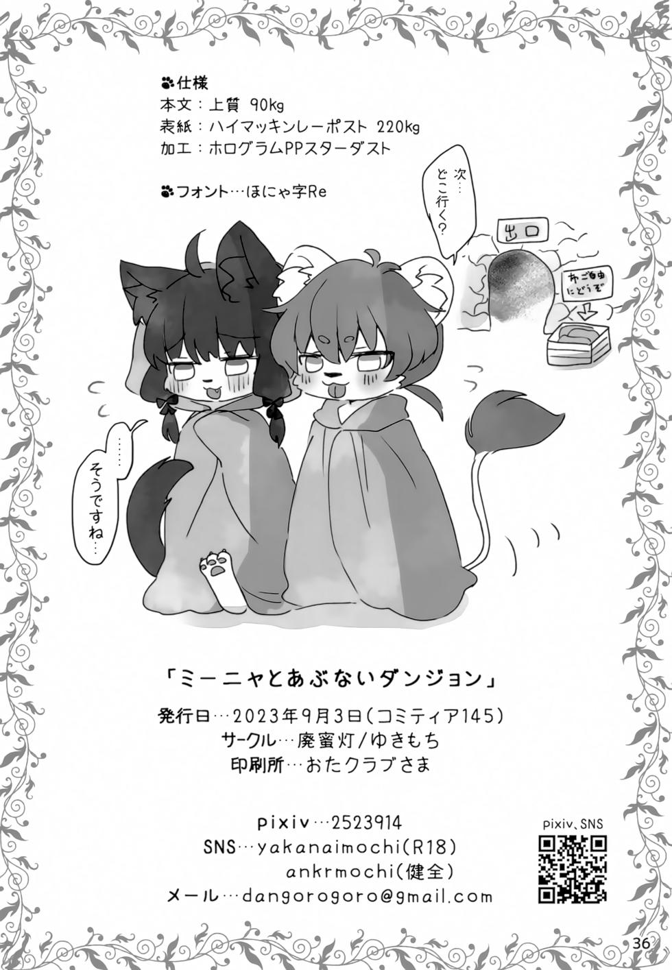 (COMITIA145) [Haimitsutou (Yukimochi)] Miinya to Abunai Dungeon - Page 37