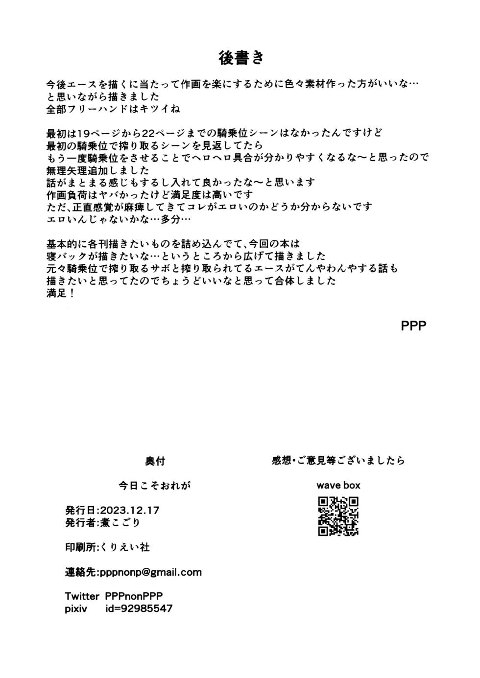 (Enai Kakumei DR2023)  	[Nikogori (PPP)] Kyou koso Ore ga (ONE PIECE) - Page 32
