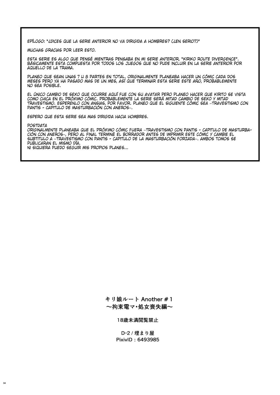 [Umari-ya (D-2)] Kiriko Route Another #01 ~Kousoku Denma Shojo Soushitsu Hen~ (Sword Art Online) [Spanish] [elmodela8] - Page 32