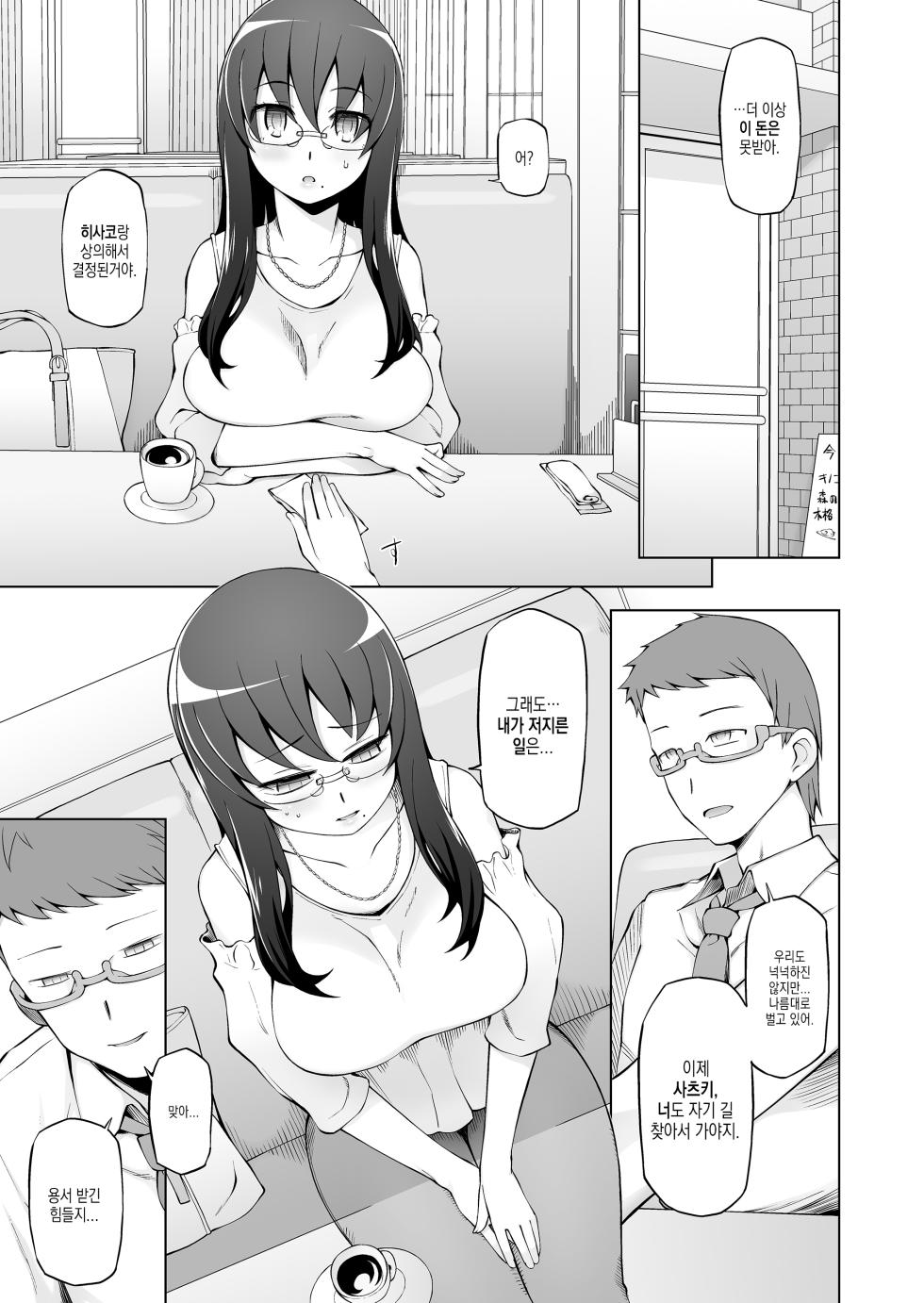 [Garakuta Shoujo (Miito Shido)] Hitozuma Kiriko no Choukyou Netorare Seikatsu ~Katsute Tsuma o Kegashita Otoko-tachi ga Futatabi Kanojo no Karada o Kuruwaseru~ | 유부녀·히사코의 조교 네토라레 생활 ~예전에 아내를 더럽힌 남자들이, 다시 그녀의 몸을 미치게 한다~ [Korean] - Page 4