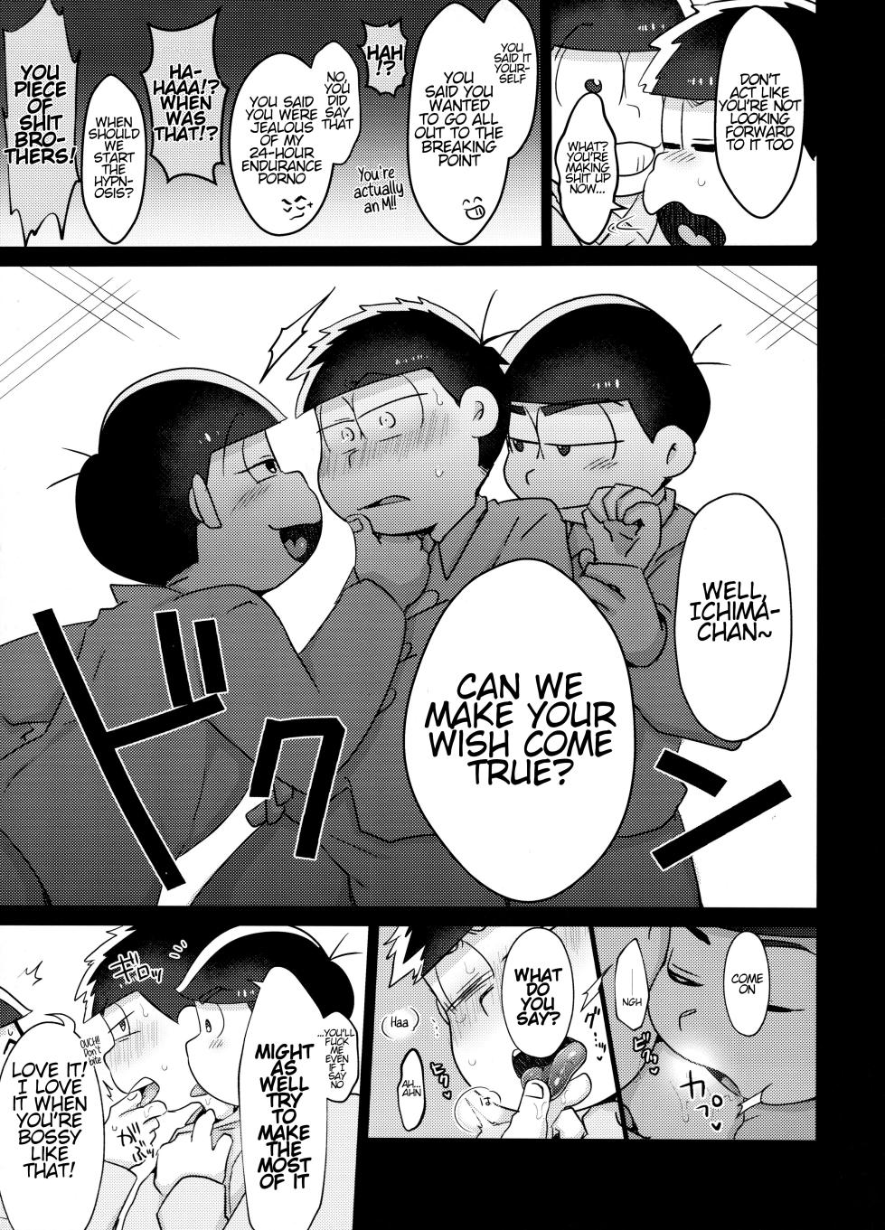 (Kahou wa Nete Matsu 20) [Nimanima Honpo (Tokiwa)] Ore no Shita ga Kyou mo Okashii!! ~24-Jikan Baku Iki 3P Secross~ | My Tongue Has Been Weird Lately ~24 hours of explosive threesome sex!!~ (Osomatsu-san) [English] - Page 6