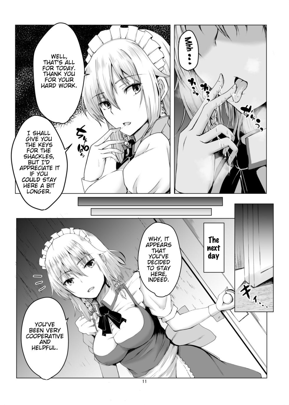 [Shiso Ninniku (Kamunika)] Sakuya-san ni Tantan to Sakusei Sareru Manga | A manga where Sakuya-san calmly squeezes your sperm (Touhou Project) [English] [FunnyTL] [Digital] - Page 10