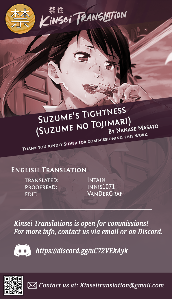 [Nanashiki (Nanase Masato)] Suzume no Shimari | Suzume's Tightness (Suzume no Tojimari) [English] {Hennojin+Kinsei Translations} [Digital] - Page 35