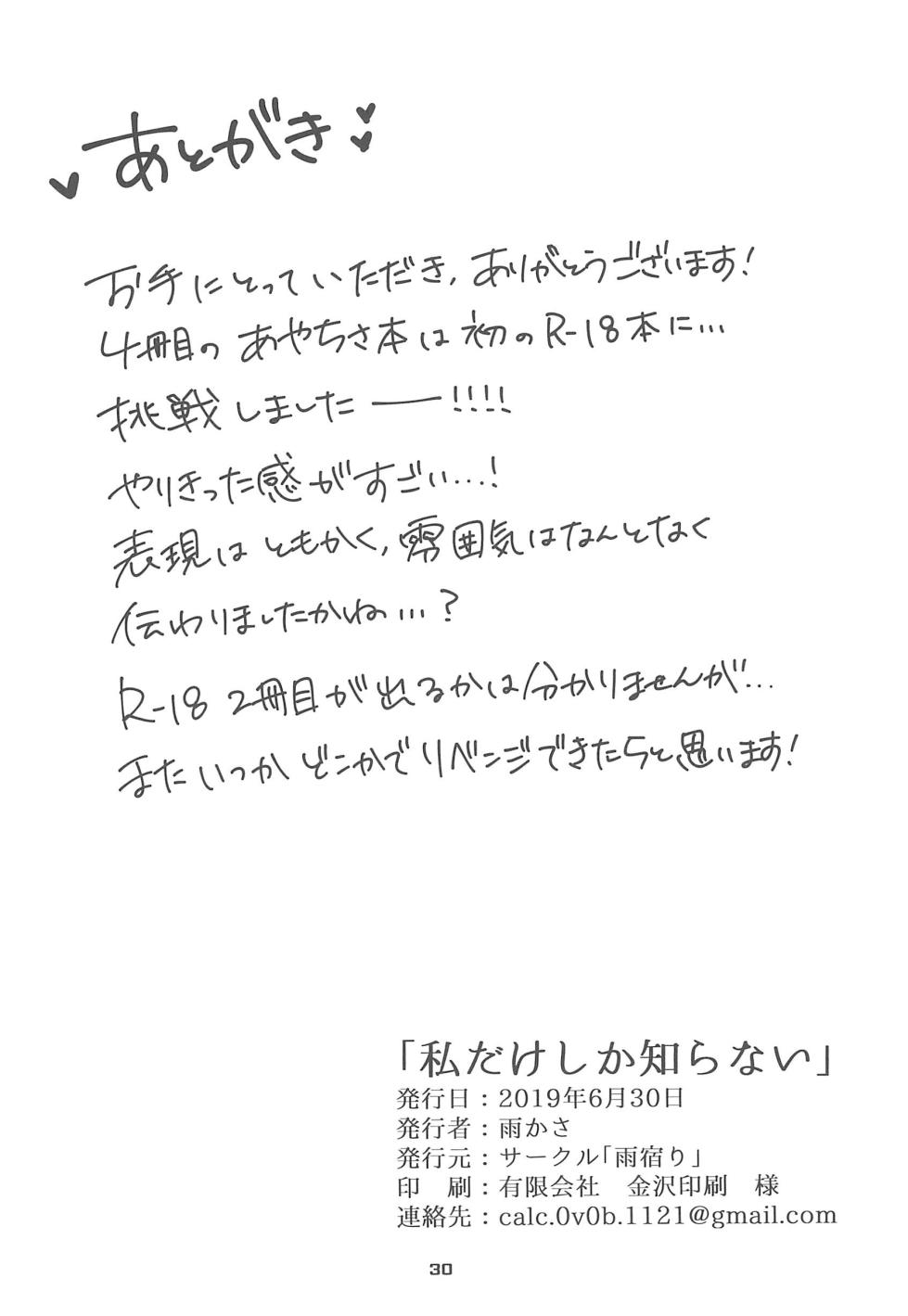(BanG Dreamer's Party! 7th STAGE) [Amayadori (Amakasa)] Watashi dake shika Shiranai (BanG Dream!) - Page 32