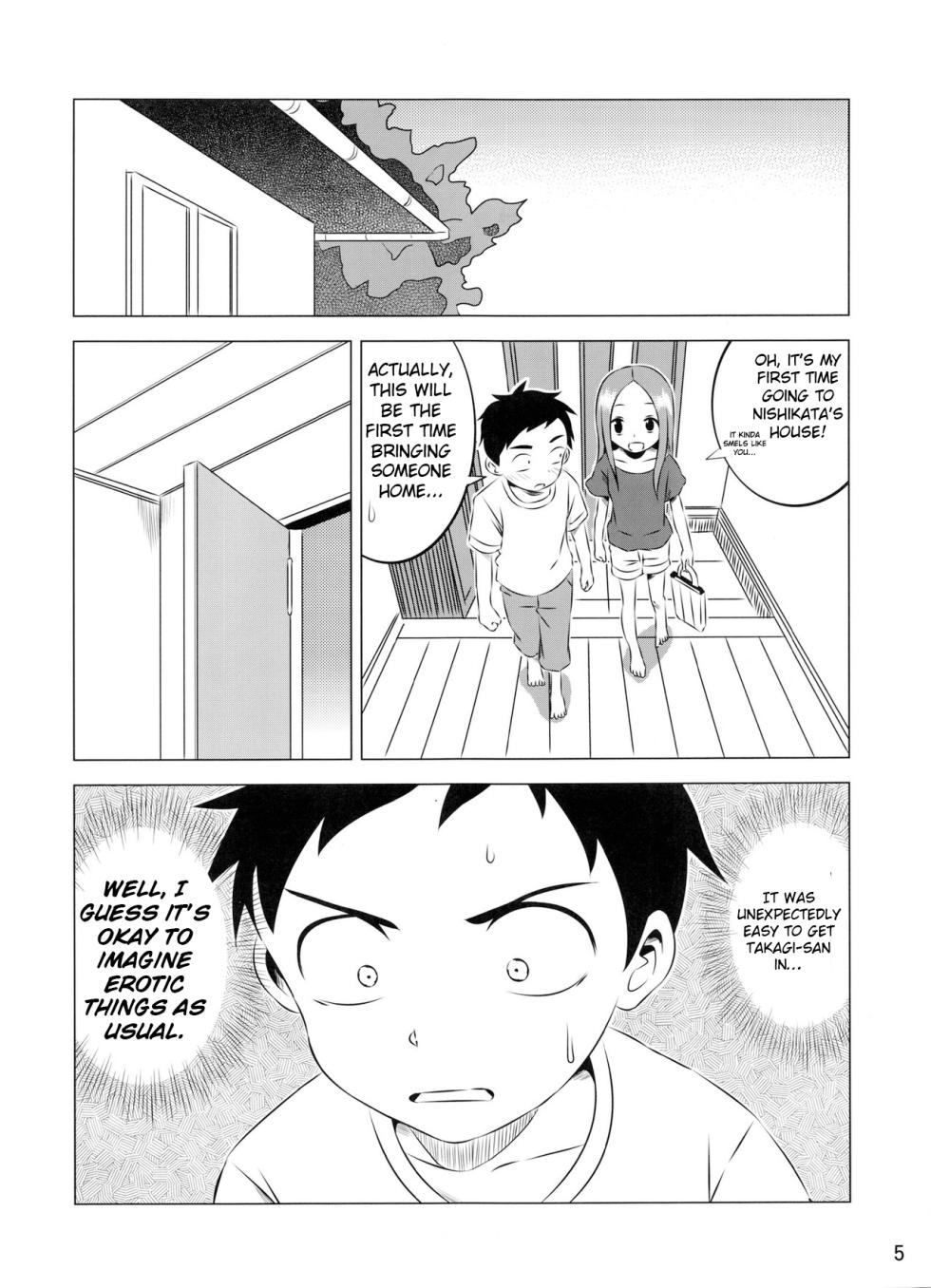 (COMIC1☆11) [Kakohimenoutuwa (Yuumazume)] Kyou mo Nishikata-kun wa Takagi-san ni Misukasareteru 3 (Karakai Jouzu no Takagi-san) [English] [Leopold II Scans] - Page 5
