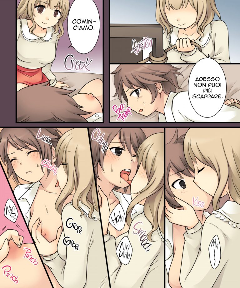 [Amuai Okashi Seisakusho (Kuratsuka Riko)] Leskko ni Otoko no Yosa o Oshieyou to Shitara Nyotaika Choukyou Sareta Ore | Un Tiro Mancino [Italian] [Decensored] - Page 10