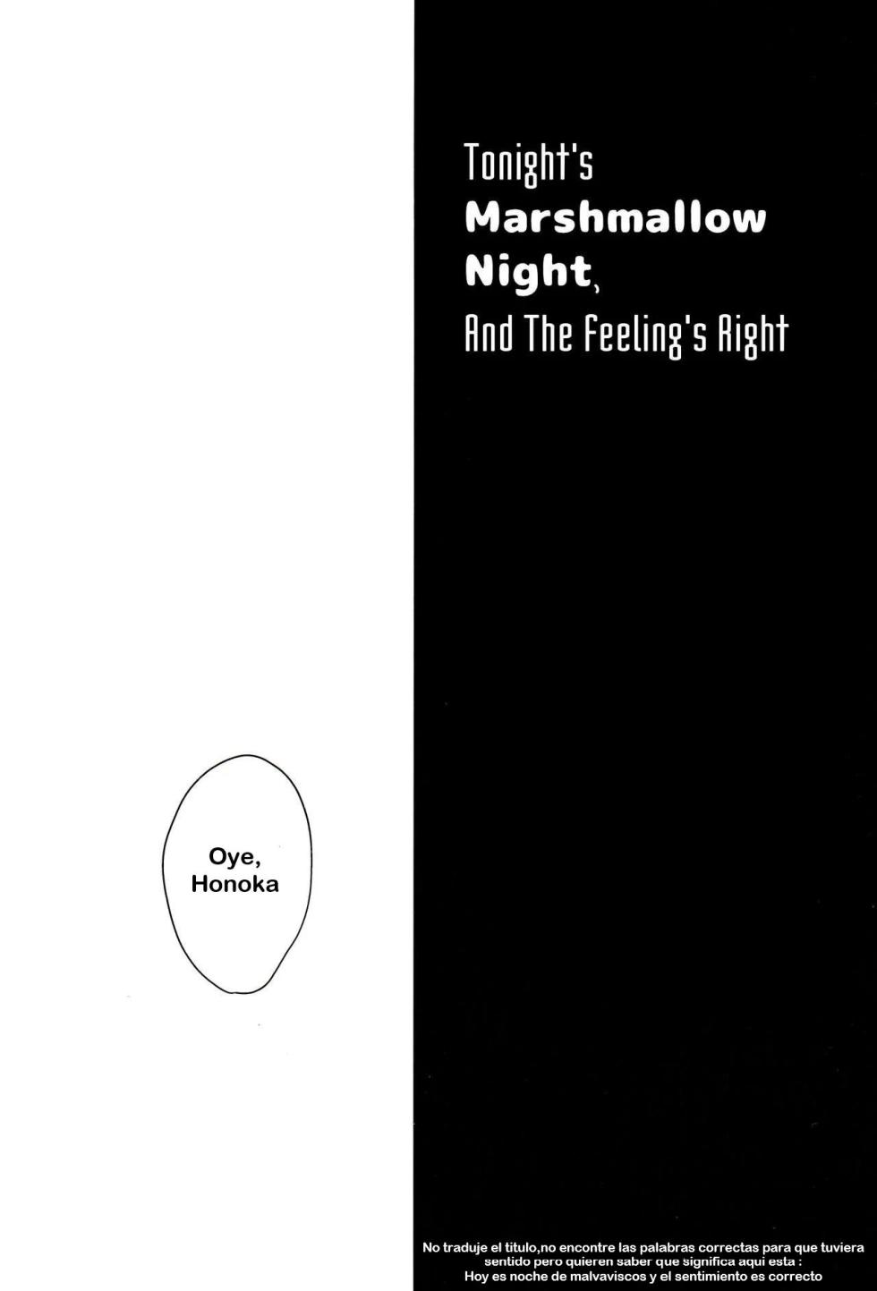 (C90) [Shobocon (Kitamura Tooru)] Konya wa Marshmallow Night yo (Love Live!) [Spanish] [_UCGY_] - Page 2