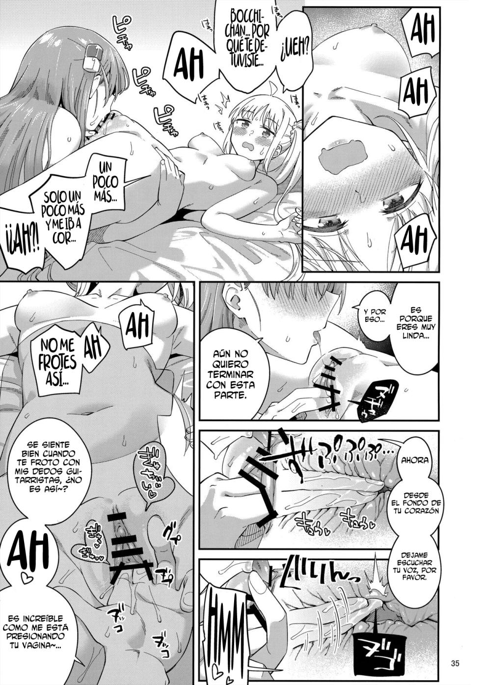 (C103) [Surface Tension (Orikuchi Hirata)] Netsu o Mazete Shin o Tokashite | Derritiendo tu corazón con cariño (Bocchi the Rock!) [Spanish][INSOMNIA] - Page 34