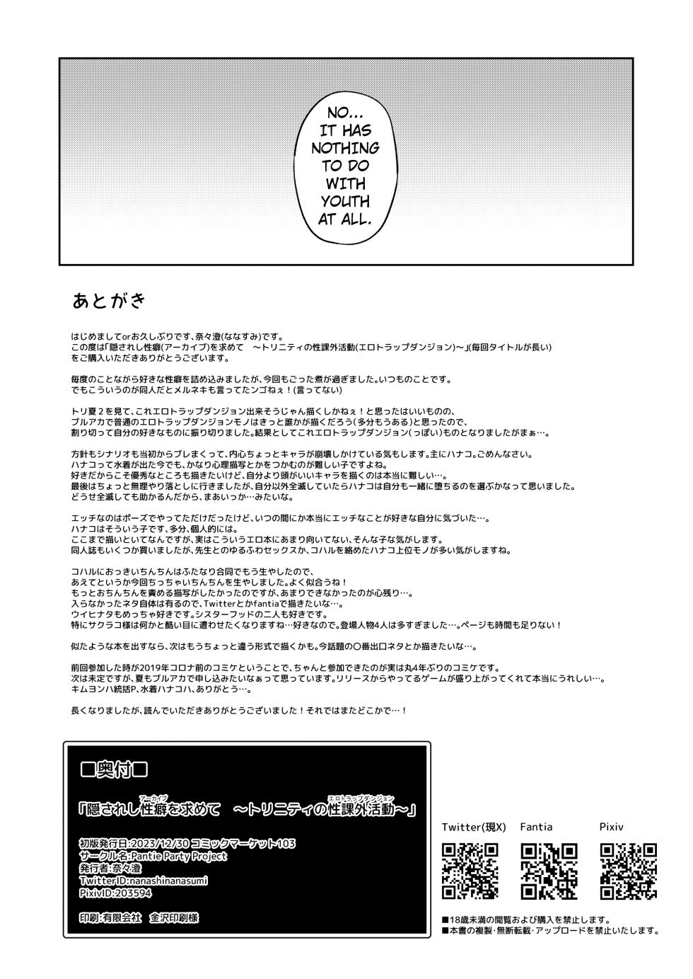 [Pantie Party Project (nanasumi)] Kakusareshi Archive o Motomete ~Trinity no Ero Trap Dungeon~ (Blue Archive) [English] [Kuraudo] [Digital] - Page 25