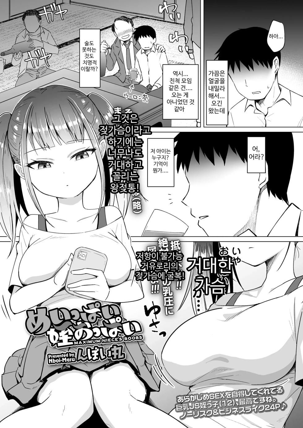 [KONBOI] Meippai Mei Oppai - MAXIMUM NIECE'S BOOBS | 눈이 가는 거유조카 (COMIC LOE VOL.2 Bi) [Korean] - Page 1