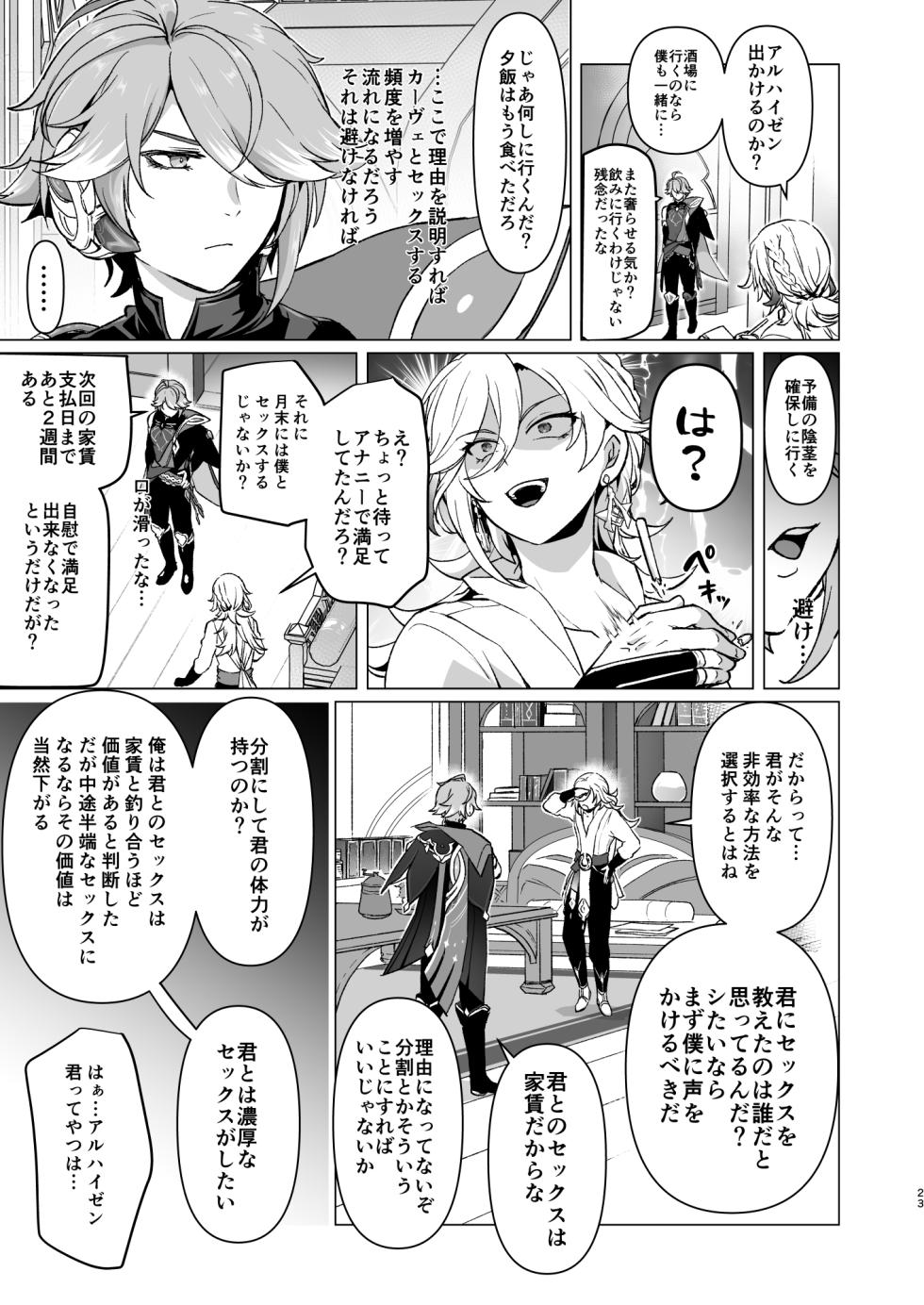 [Orgasm Slap (Ichino Milk)] Doukyonin ni Yachin no Kawari ni Chinpo o Teikyou Shite Morattara Hamacchatta Hanashi (Genshin Impact) - Page 22