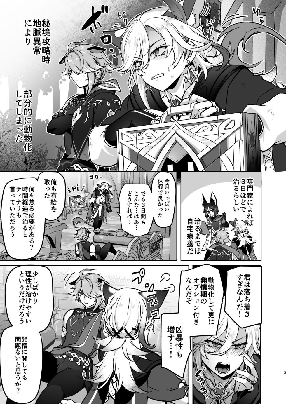 [Orgasm Slap (Ichino Milk)] Jimyaku ijoude doubutsu-ka & Hatsujou shite Sukebe shi Makuru Hanashi (Genshin Impact) - Page 2