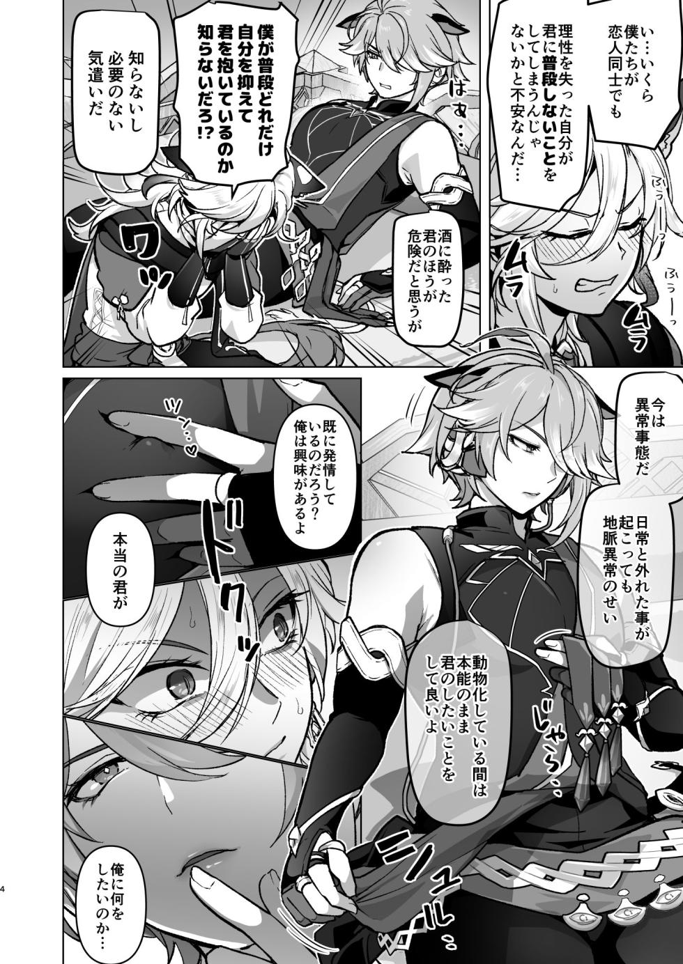 [Orgasm Slap (Ichino Milk)] Jimyaku ijoude doubutsu-ka & Hatsujou shite Sukebe shi Makuru Hanashi (Genshin Impact) - Page 3
