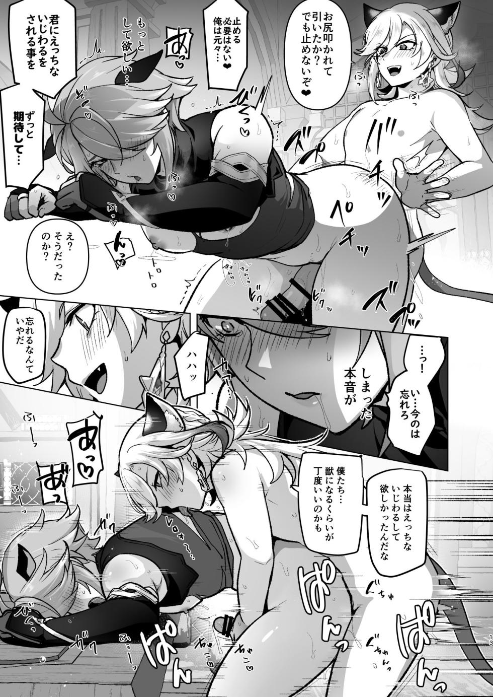 [Orgasm Slap (Ichino Milk)] Jimyaku ijoude doubutsu-ka & Hatsujou shite Sukebe shi Makuru Hanashi (Genshin Impact) - Page 12