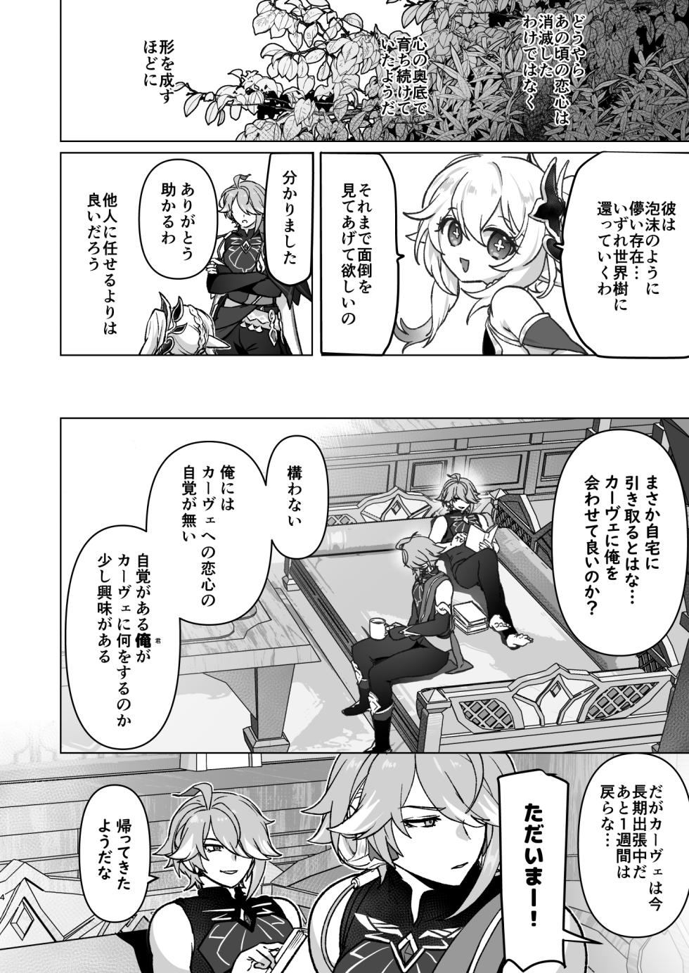[Orgasm Slap (Ichino Milk)] Senpai ga Daisuki na Kouhai to senpai ga suki Kamo Shirenai Kouhai ga senpai to Hachamecha ecchi suru Hanashi (Genshin Impact) - Page 3