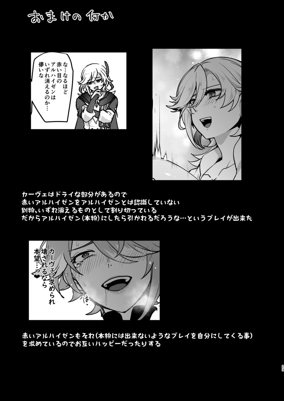 [Orgasm Slap (Ichino Milk)] Senpai ga Daisuki na Kouhai to senpai ga suki Kamo Shirenai Kouhai ga senpai to Hachamecha ecchi suru Hanashi (Genshin Impact) - Page 22