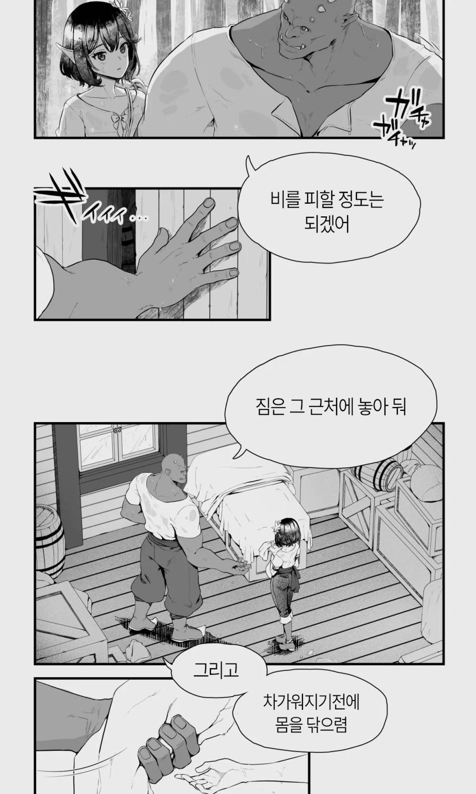 [Papaya Milk (Judith)] Orc to Elf Otokonoko no Amayadori | 오크와 엘프 낭자애의 비 피하기 [Korean] - Page 5