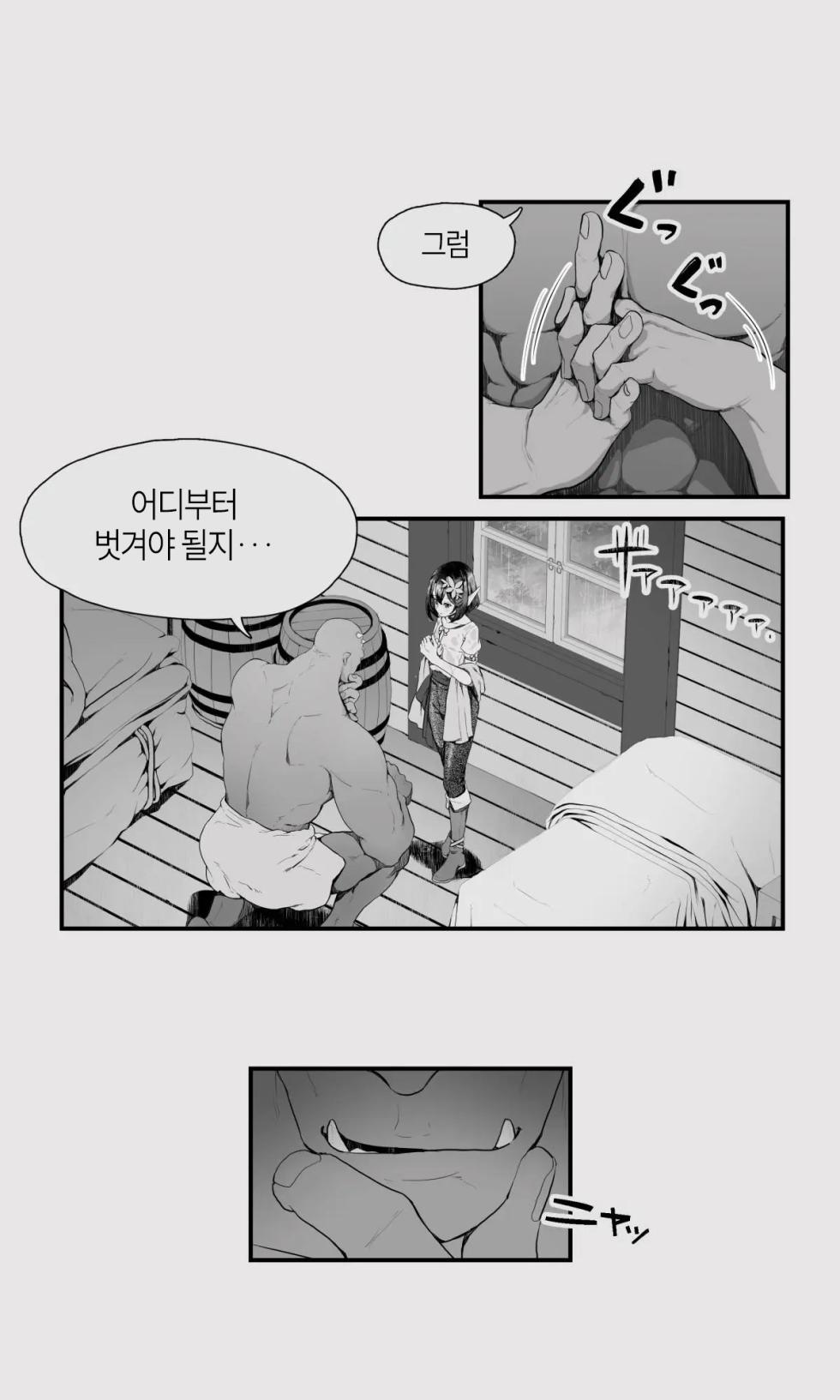 [Papaya Milk (Judith)] Orc to Elf Otokonoko no Amayadori | 오크와 엘프 낭자애의 비 피하기 [Korean] - Page 10