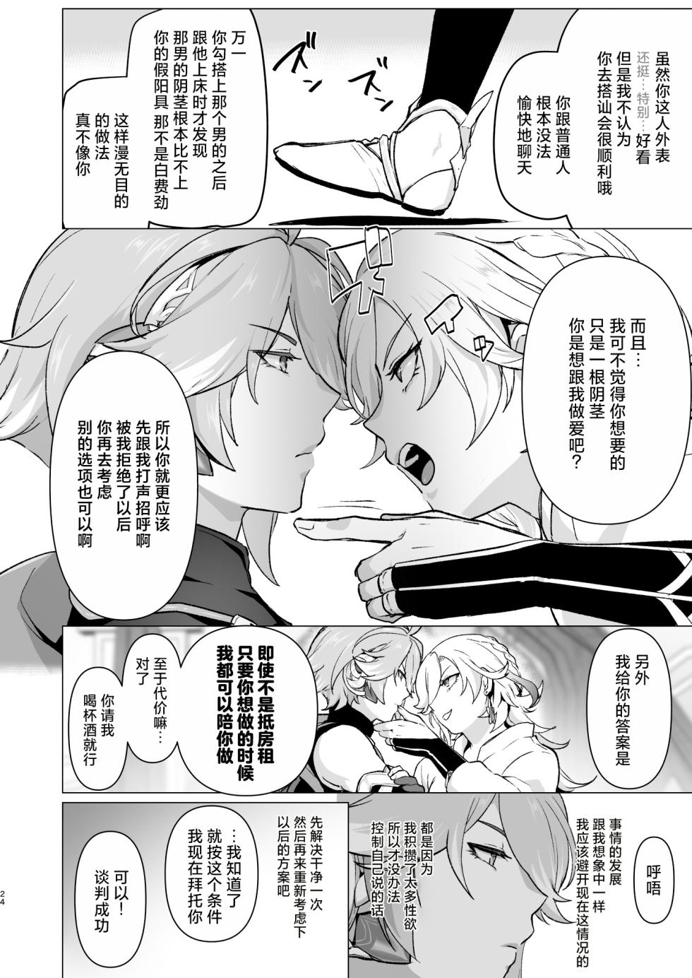 [Orgasm Slap (Ichino Milk)] Doukyonin ni Yachin no Kawari ni Chinpo o Teikyou Shite Morattara Hamacchatta Hanashi (Genshin Impact) [Chinese] - Page 23