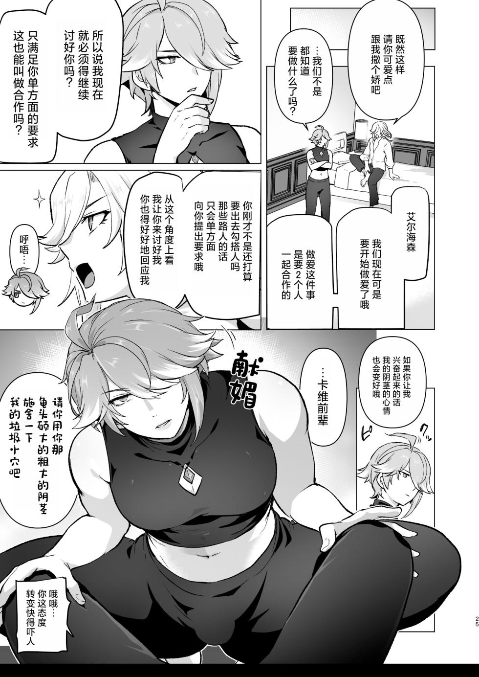 [Orgasm Slap (Ichino Milk)] Doukyonin ni Yachin no Kawari ni Chinpo o Teikyou Shite Morattara Hamacchatta Hanashi (Genshin Impact) [Chinese] - Page 24