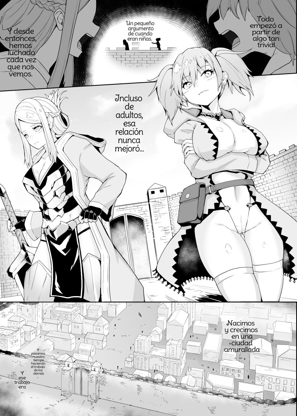 [Gotarou no All Night Fuck (Gotarou)] Level Drain Futanari Kyousei Sex o Saserarete, Subete o Ushinau Onna Mahoutsukai to Onna Kenshi Spanish [Amaterasu] - Page 2