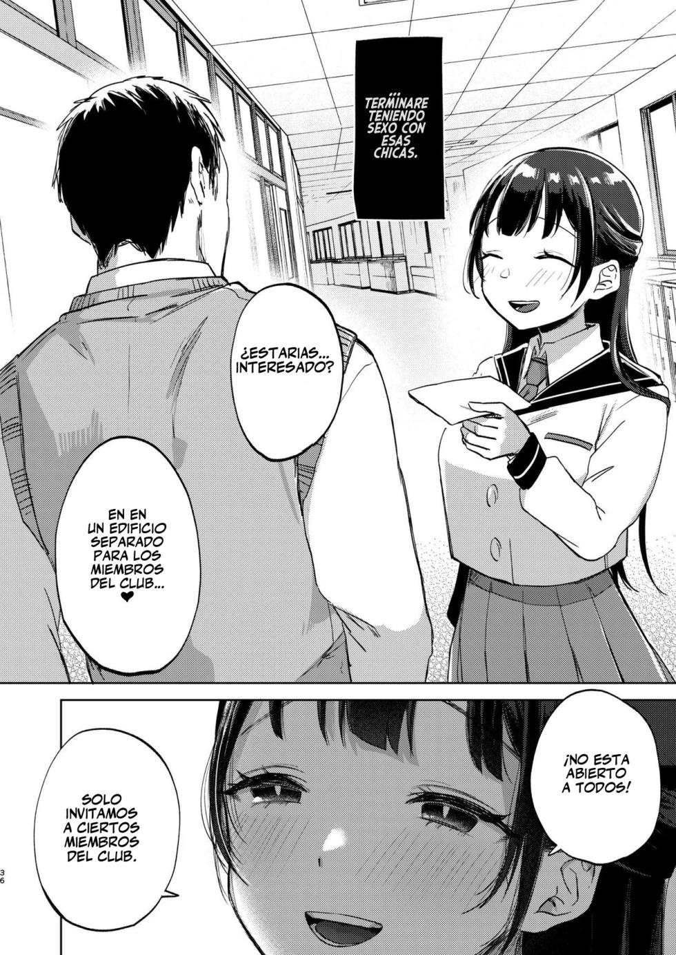[Satou Mitsu (Ebi Omitsu)] Kono Gakuen ni wa Himitsu no Sakusei-bu ga Arurashii... | Parece que esta Escuela Tiene un Club Secreto de Extracción de Semen [Spanish] [Flat is Justice!] [Digital] - Page 36