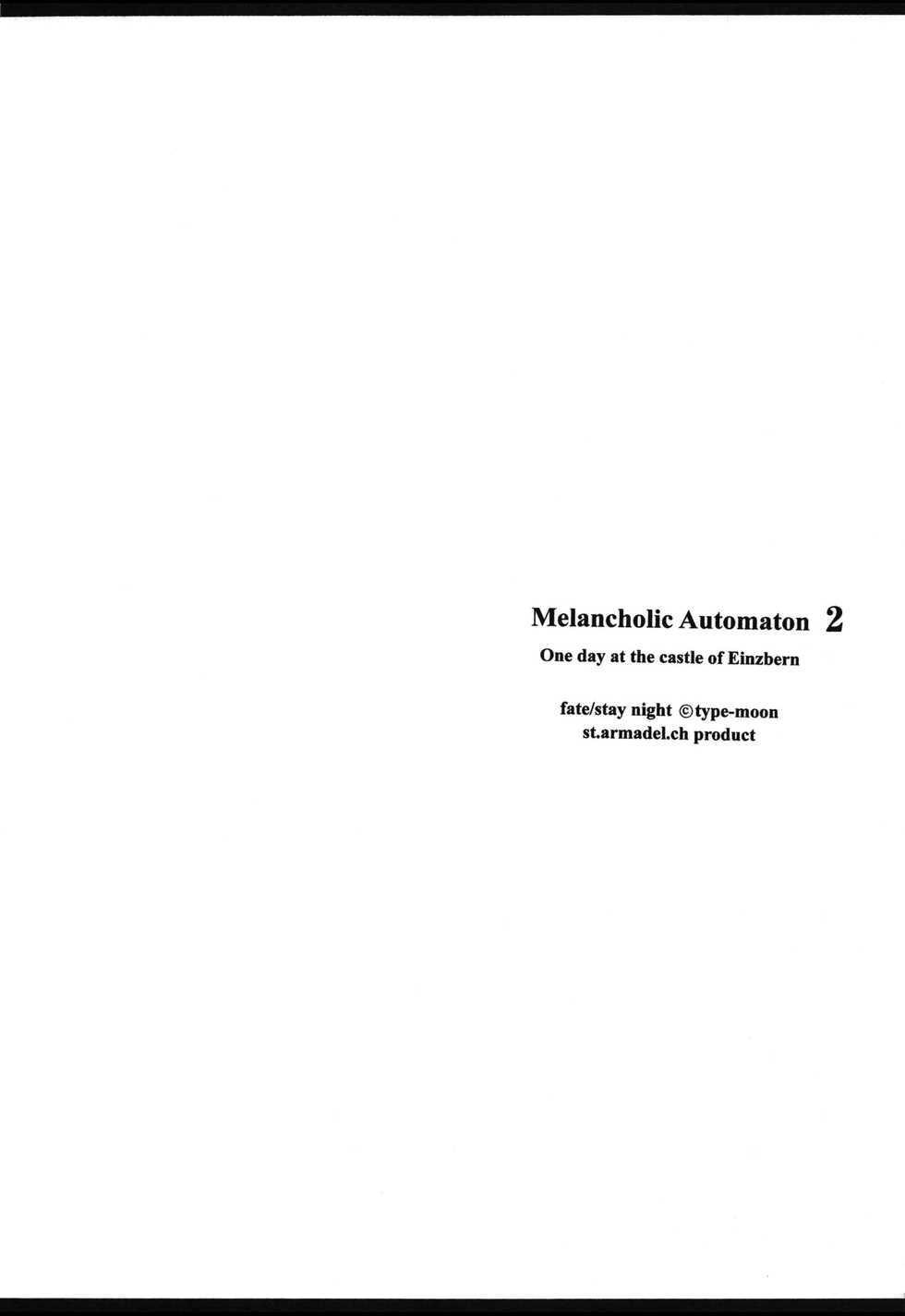 (C70) [St. Armadel Ch. (Kagetora)] Melancholic Automaton 2 - One day at the castle of Einzbern (Fate/hollow ataraxia) [English] [Anonygoo + The Rabbit Reich] - Page 3