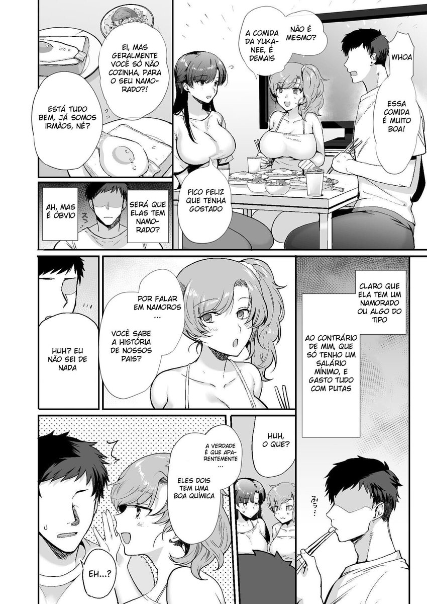 [Shiroganean (Aomizuan, Hujisai, Kirimoto Yuuji)] Erosugiru Doukyonin ~Dosukebe Shimai to 1K Doukyo Seikatsu~  [Portuguese-BR] [Digital] - Page 13