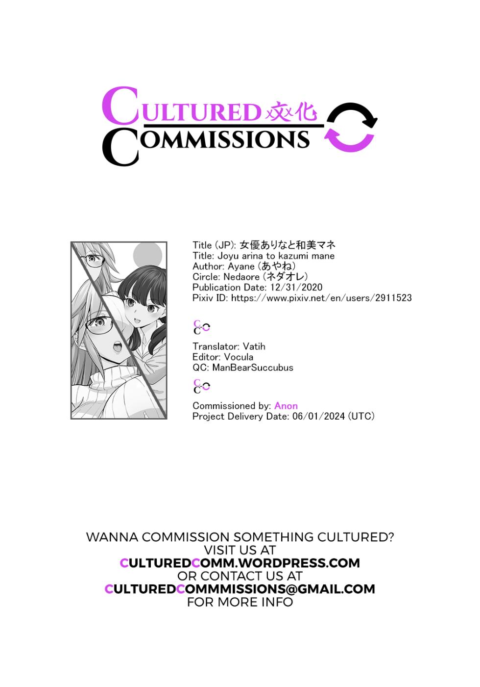 [Nedaore (Ayane)] Joyuu Arina to Kazumi Mane | Actress Arina and Manager Kazumi [English] [CulturedCommissions] [Digital] - Page 23